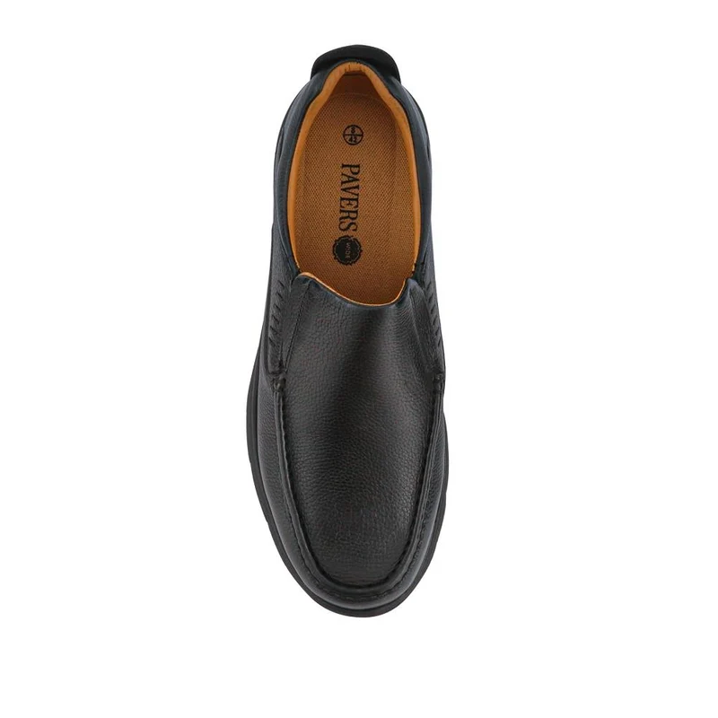 Wide Fit Leather Slip-On Shoes - PERFO41005 / 327 383 - Black