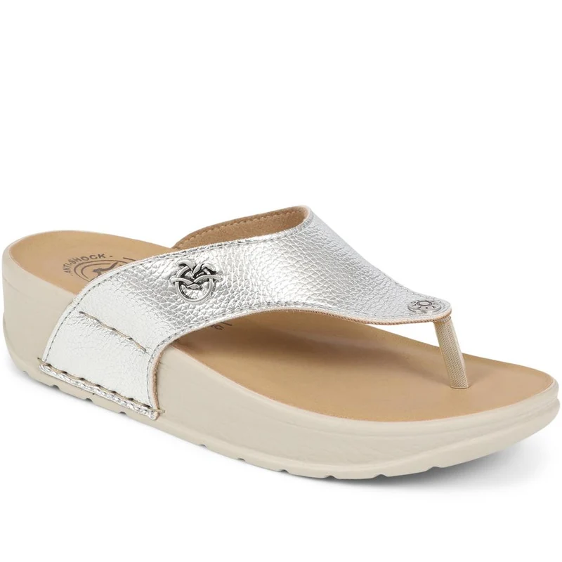 Fly Flot Toe Post Platform Sandals - FLY39083 / 324 805 - Silver