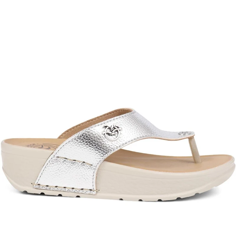 Fly Flot Toe Post Platform Sandals - FLY39083 / 324 805 - Silver