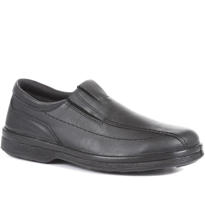 Leather Slip On Shoes - RAJ1801 / 145 886 - Black
