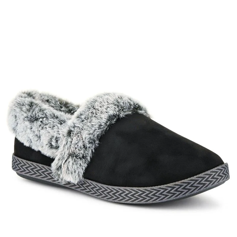Warm-Lined Memory Foam Slippers - QING40038 / 326 611 - Black