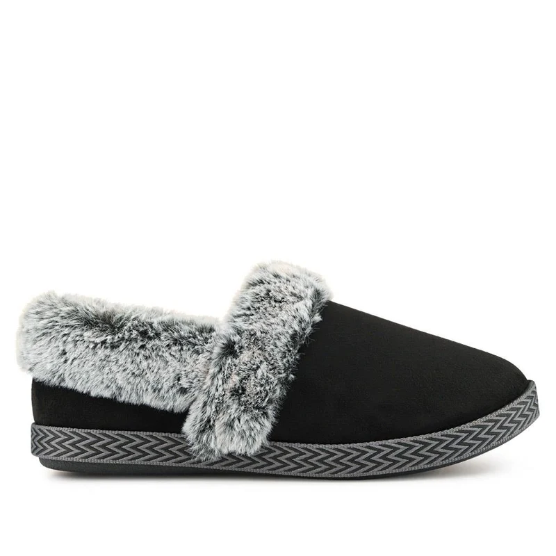 Warm-Lined Memory Foam Slippers - QING40038 / 326 611 - Black