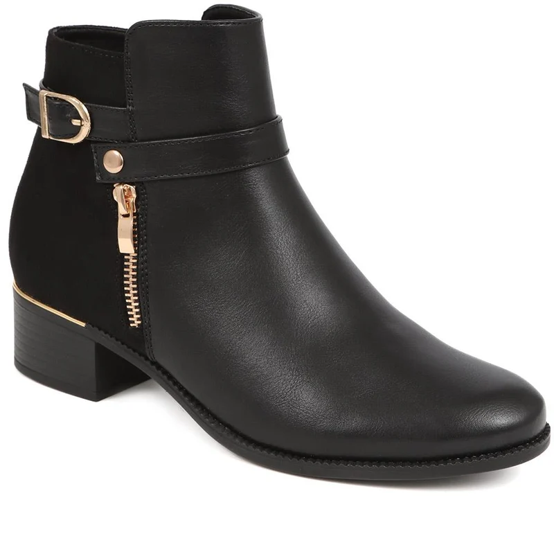 Zip-Detail Heeled Ankle Boots - WOIL40041 / 326 047