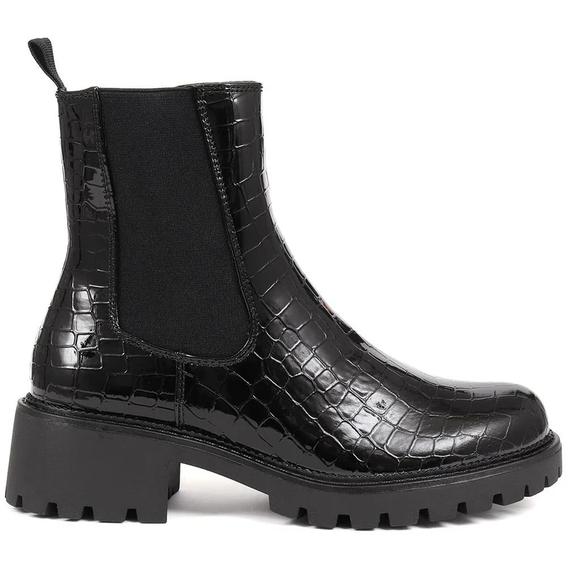 Croc Patent Ankle Boots - BELWBINS38131 / 324 577 - Black Croc
