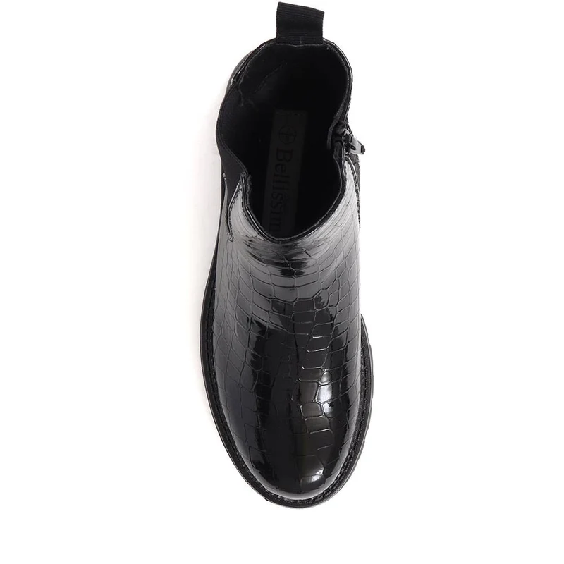 Croc Patent Ankle Boots - BELWBINS38131 / 324 577 - Black Croc