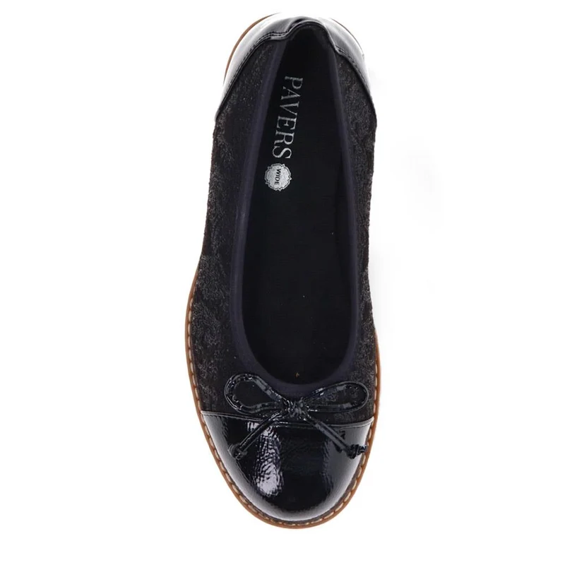 Wide Fit Bow-Detailed Pumps - WBINS40245 / 326 526 - Black-Black Patent