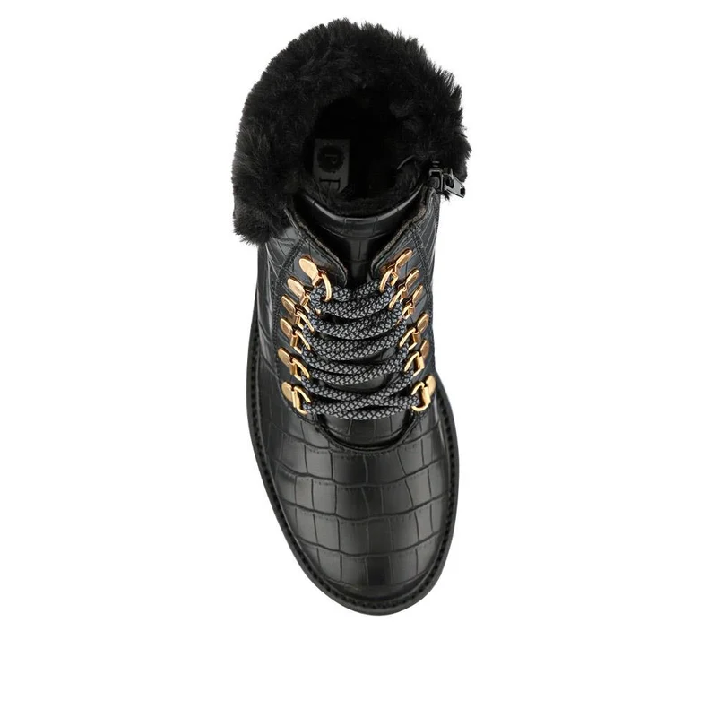 Warm Dual-Fasten Ankle Boots - WBINS40237 / 326 516 - Black Croc