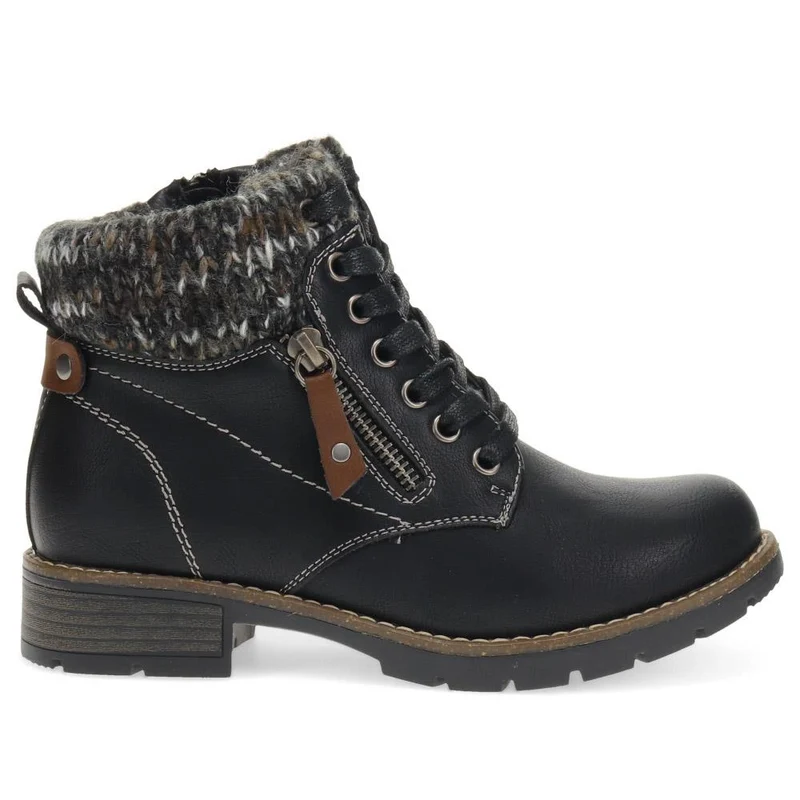 Knitted Cuff Ankle Boots - WBINS40243 / 326 500 - Black