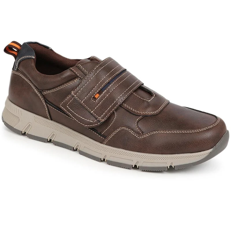 Wide Fit Adjustable Fasten Trainers - WBINS40033 / 325 790 - Dark Brown