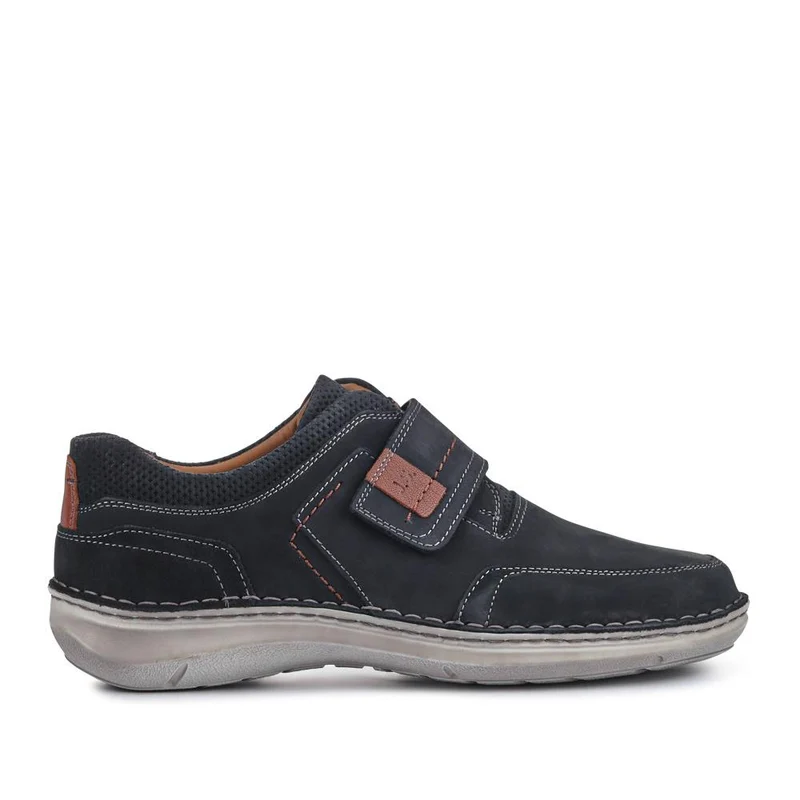 Wide-Fit Leather Touch-Fasten Shoes - JOSEF41507 / 327 047 - Navy