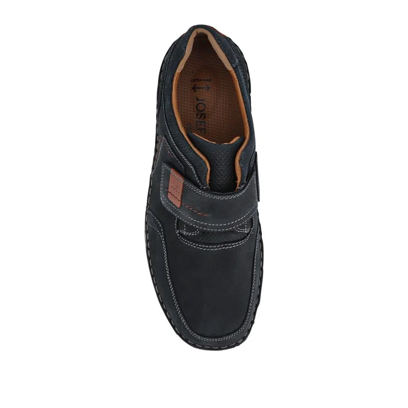 Wide-Fit Leather Touch-Fasten Shoes - JOSEF41507 / 327 047 - Navy