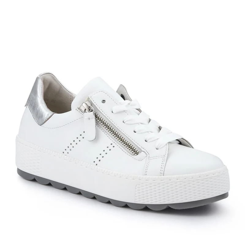 Quench Gabor Leather Platform Trainers - GAB41519 / 327 035 - White-Silver