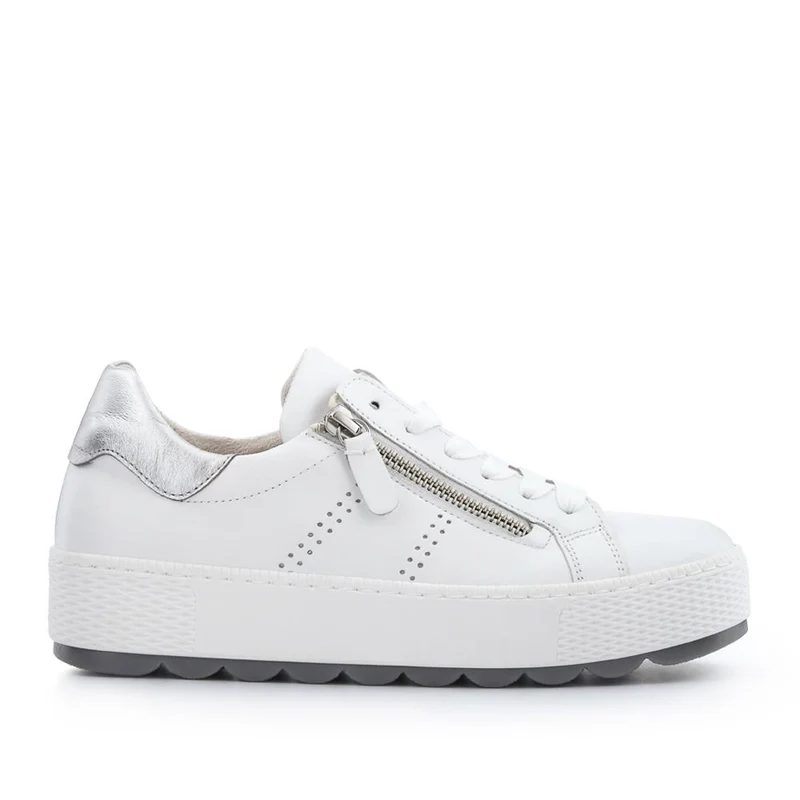Quench Gabor Leather Platform Trainers - GAB41519 / 327 035 - White-Silver
