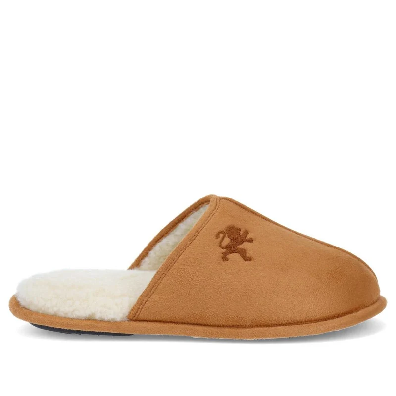 Faux-Fur-Lined Mule Slippers - QING40007 / 325 766 - Tan