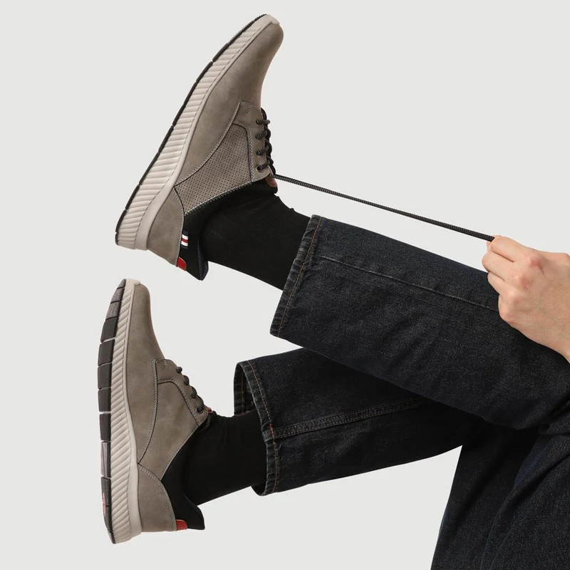 Wide Fit Casual Laced Slip-On Shoes - GANG41017 / 327 576 - Grey