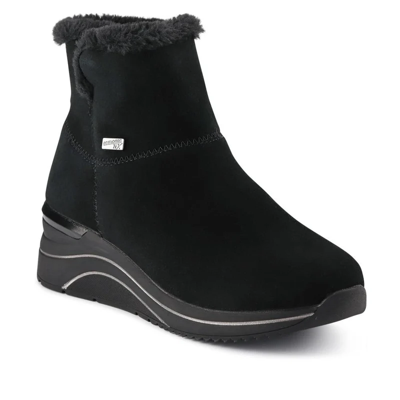 Leather Wedge-Heel Ankle Boots - DRS40509 / 326 366 - Black