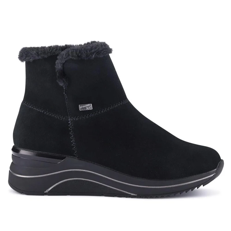 Leather Wedge-Heel Ankle Boots - DRS40509 / 326 366 - Black