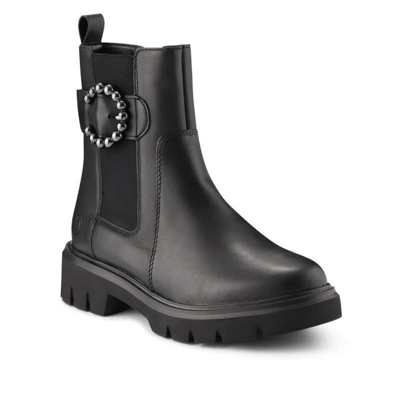 Leather Buckle-Detailed Ankle Boots - DRS40511 / 326 358 - Black