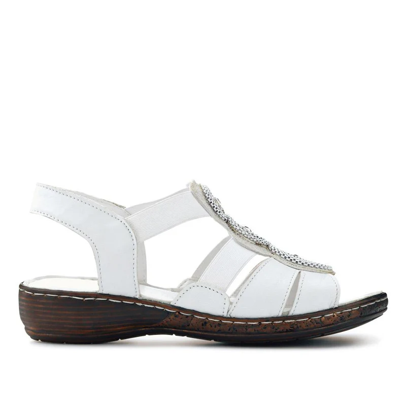 Leather Elasticated Sandals - LUCK41000 / 327 425 - White