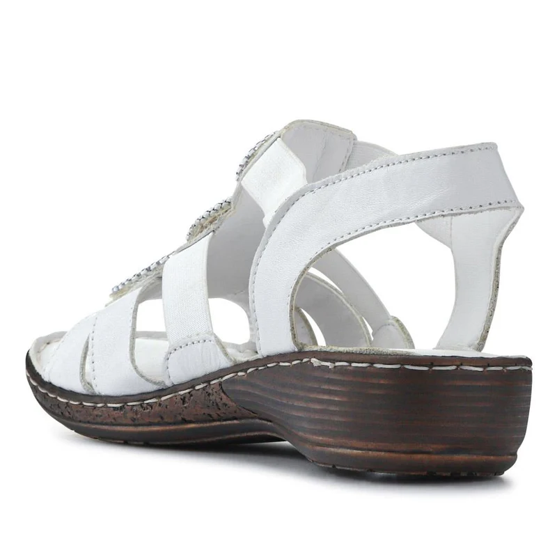 Leather Elasticated Sandals - LUCK41000 / 327 425 - White