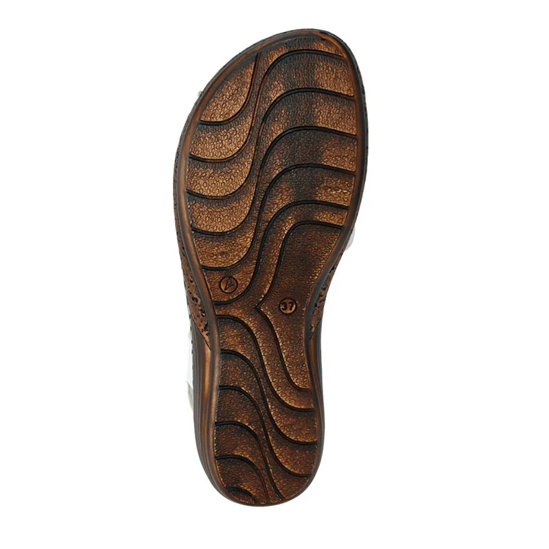 Leather Elasticated Sandals - LUCK41000 / 327 425 - White
