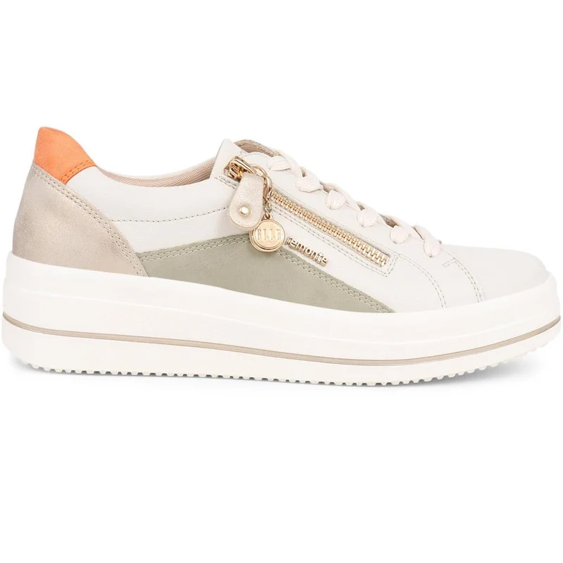Contrasting Zip Trainers - DRS39504 / 325 414 - Beige Multi