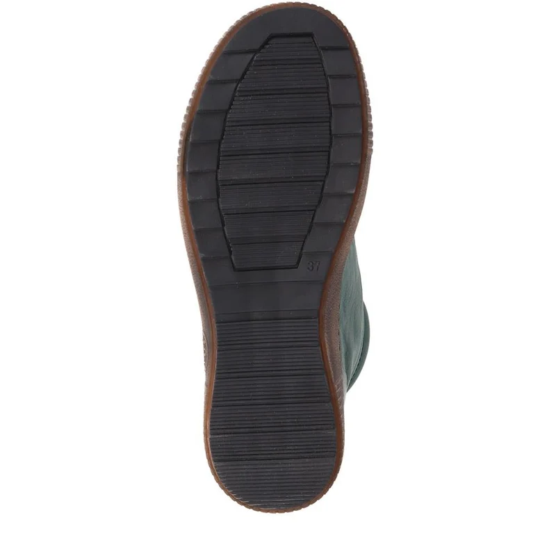 Leather Lace-Up Boots - HAK40013 / 326 039 - Green