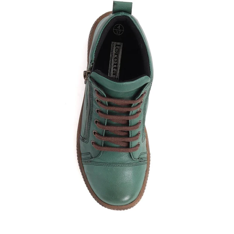 Leather Lace-Up Boots - HAK40013 / 326 039 - Green