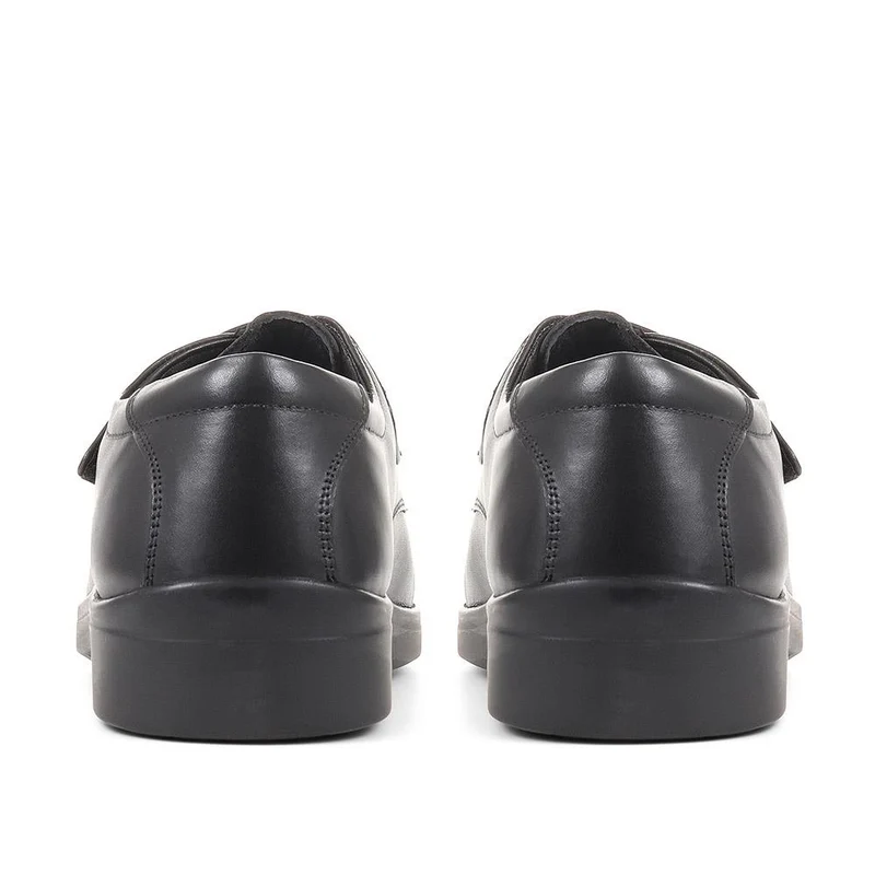 Wide Fit Leather Touch-Fasten Shoes - THEST36005 / 323 286 - Black
