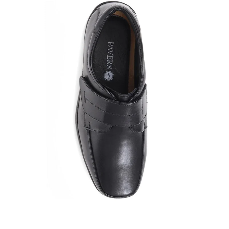 Wide Fit Leather Touch-Fasten Shoes - THEST36005 / 323 286 - Black