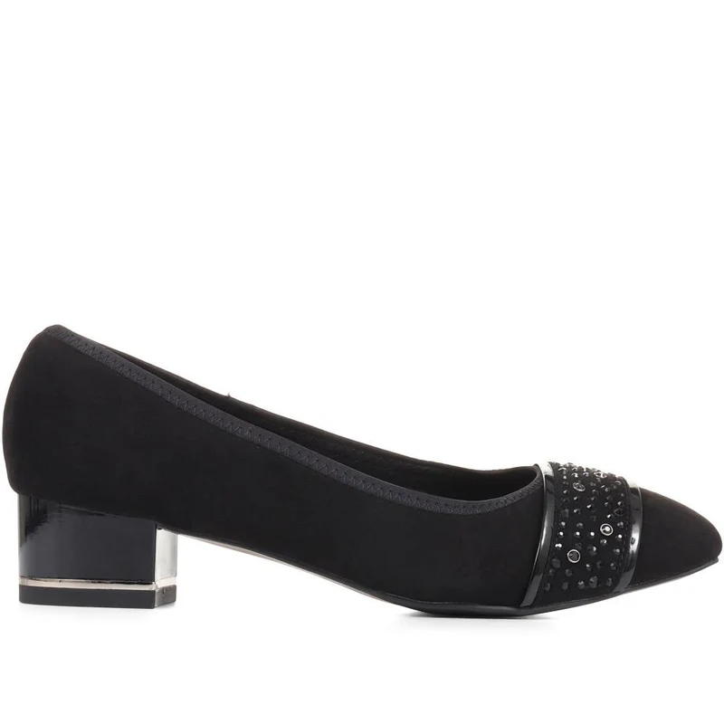 Block Heeled Court Shoes - PLAN36001 / 322 525 - Black