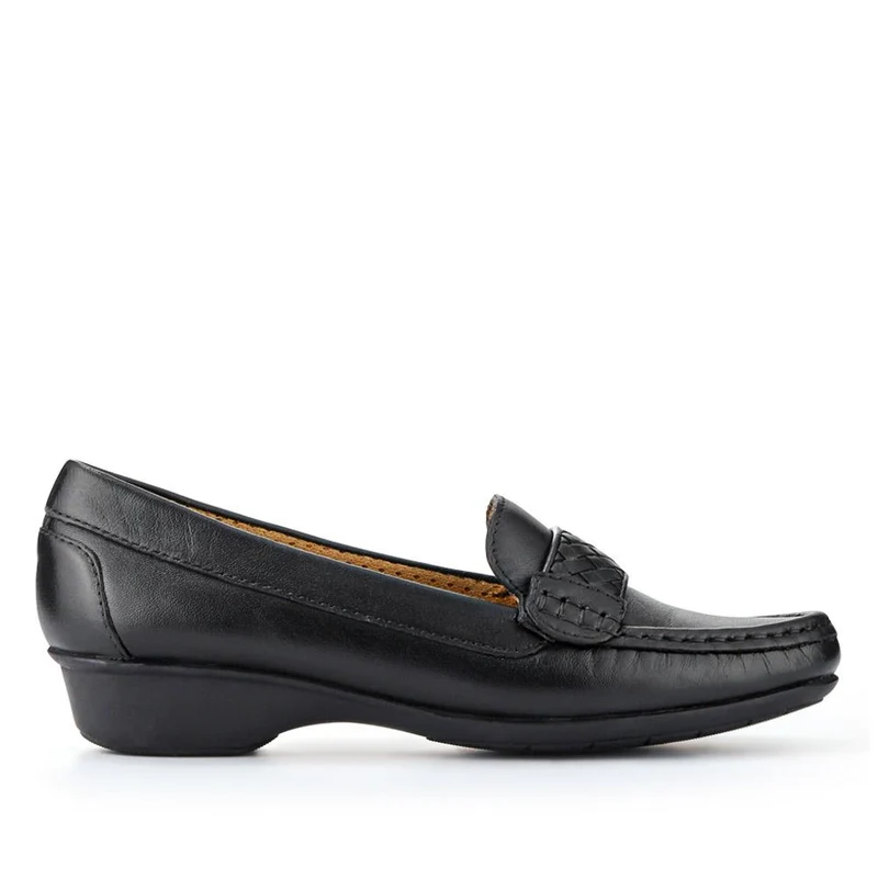 Leather Breathable Loafers - NAP41003 / 327 489 - Black