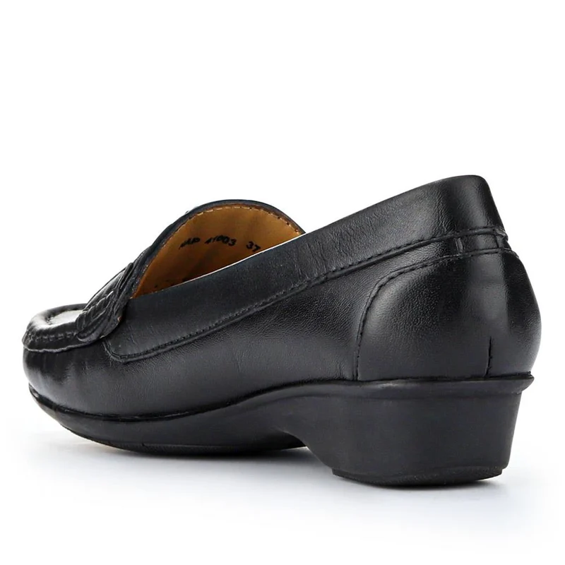 Leather Breathable Loafers - NAP41003 / 327 489 - Black