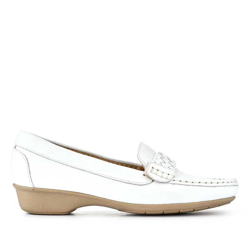 Leather Breathable Loafers - NAP41003 / 327 489 - White