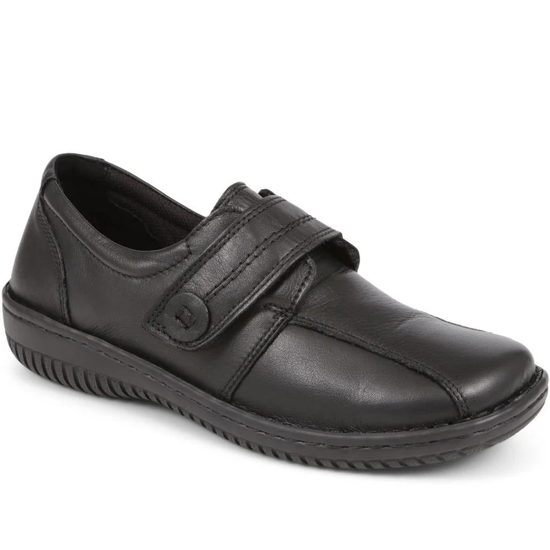 Leather Touch-Fastening Shoes - LUCK38001 / 324 182 - Black