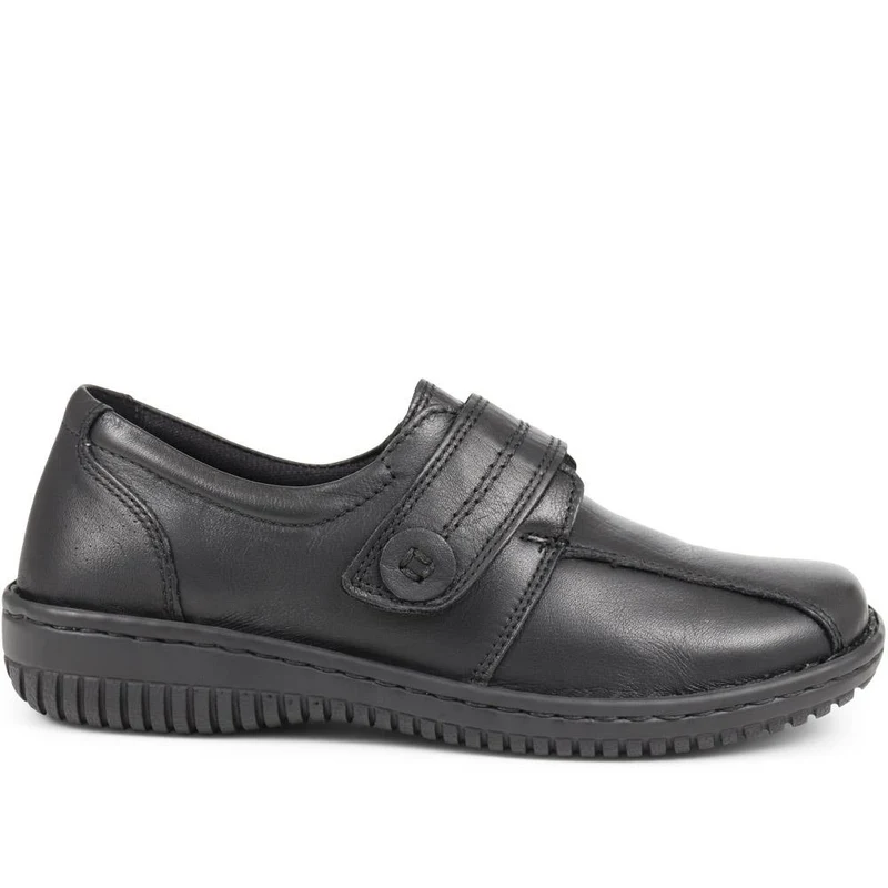 Leather Touch-Fastening Shoes - LUCK38001 / 324 182 - Black