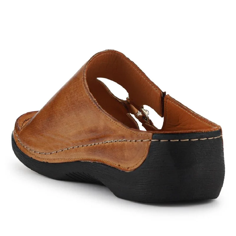 Leather Wedge-Heeled Mules - KARY41002 / 327 473 - Tan