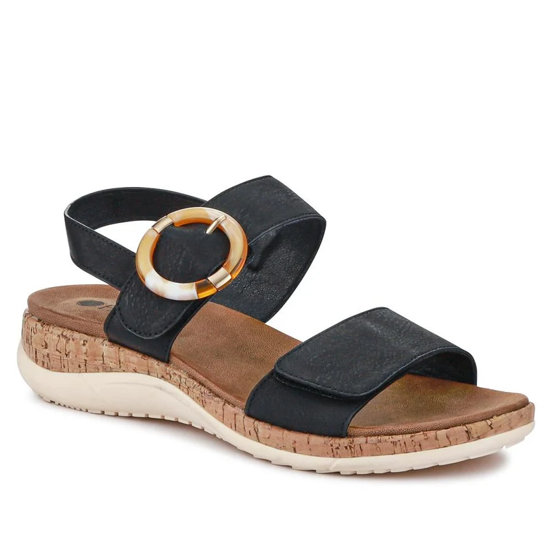 Adjustable Buckle Slingback Comfort Sandals - BAIZH39003 / 325 100 - Black