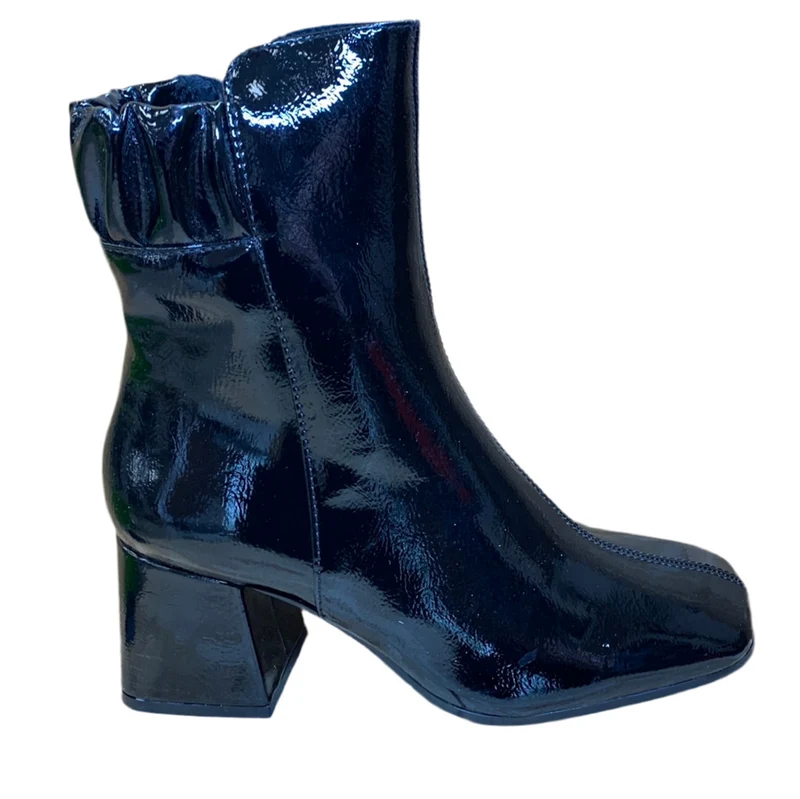 S. Oliver Damen Fashion Patent Ankle Boot mit Absatz - Schwarz
