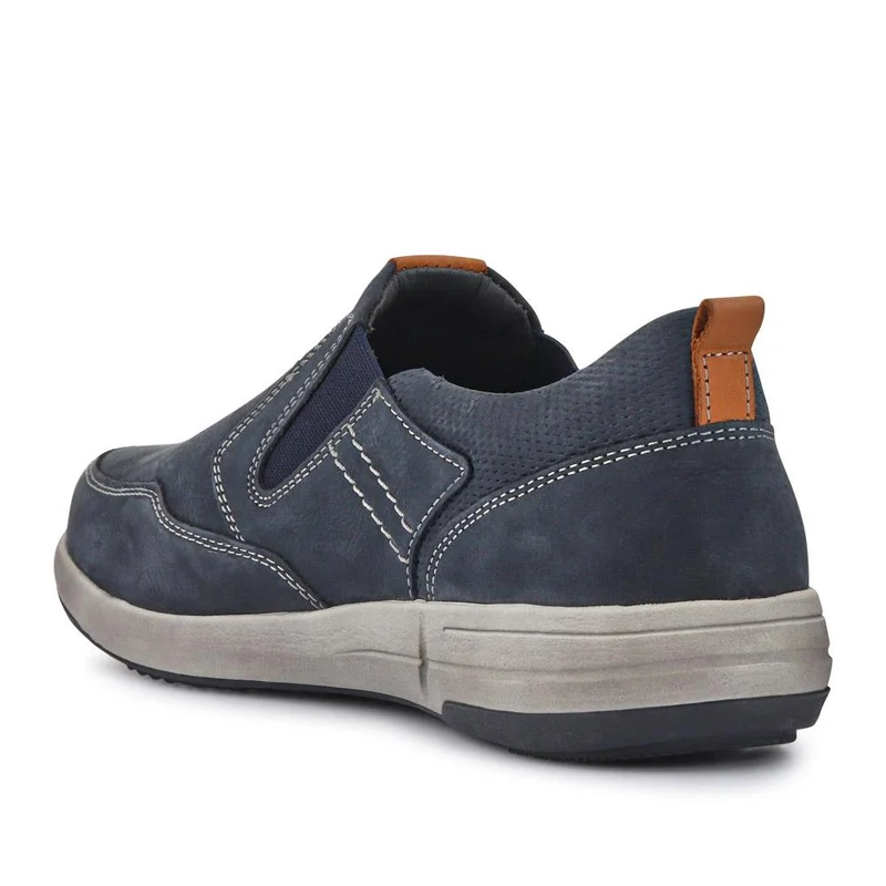 Wide-Fit Leather Slip-On Shoes - JOSEF41508 / 327 048 - Navy