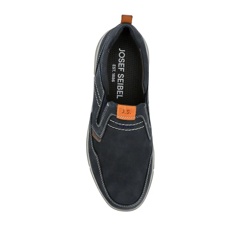 Wide-Fit Leather Slip-On Shoes - JOSEF41508 / 327 048 - Navy