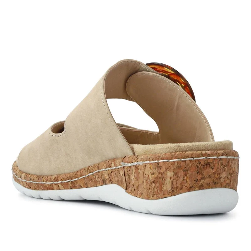 Wide Fit Dual-Fasten Mules - WBINS41103 / 327 398 - Beige