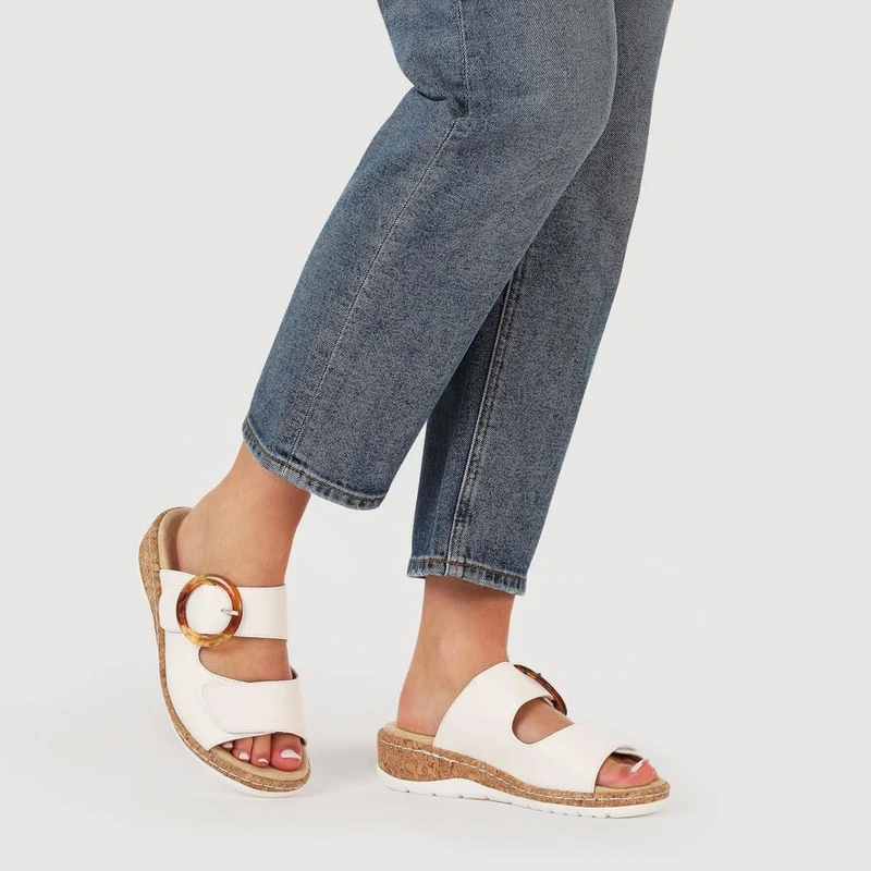 Wide Fit Dual-Fasten Mules - WBINS41103 / 327 398 - White
