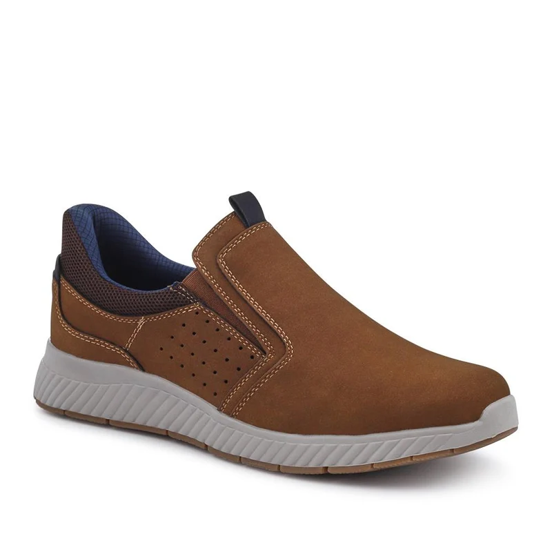 Wide Fit Elasticated Slip-On Shoes - GANG41015 / 327 551 - Brown