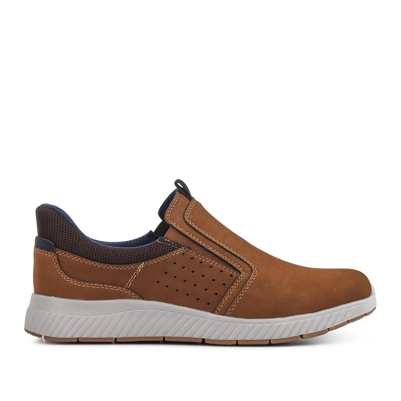 Wide Fit Elasticated Slip-On Shoes - GANG41015 / 327 551 - Brown