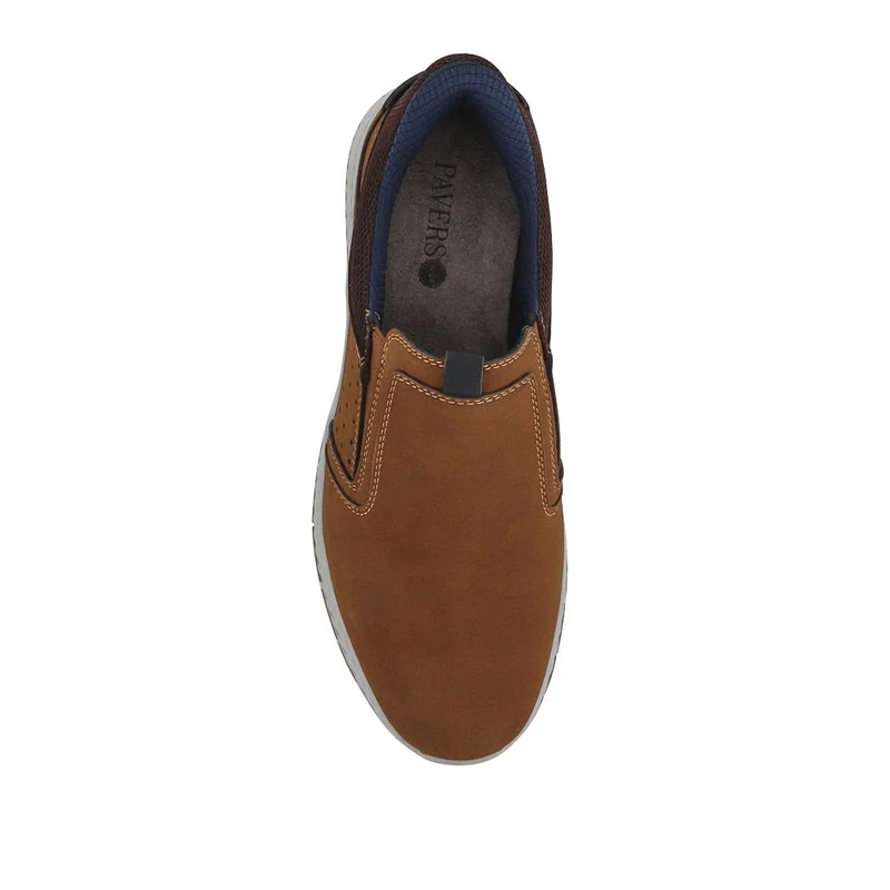Wide Fit Elasticated Slip-On Shoes - GANG41015 / 327 551 - Brown