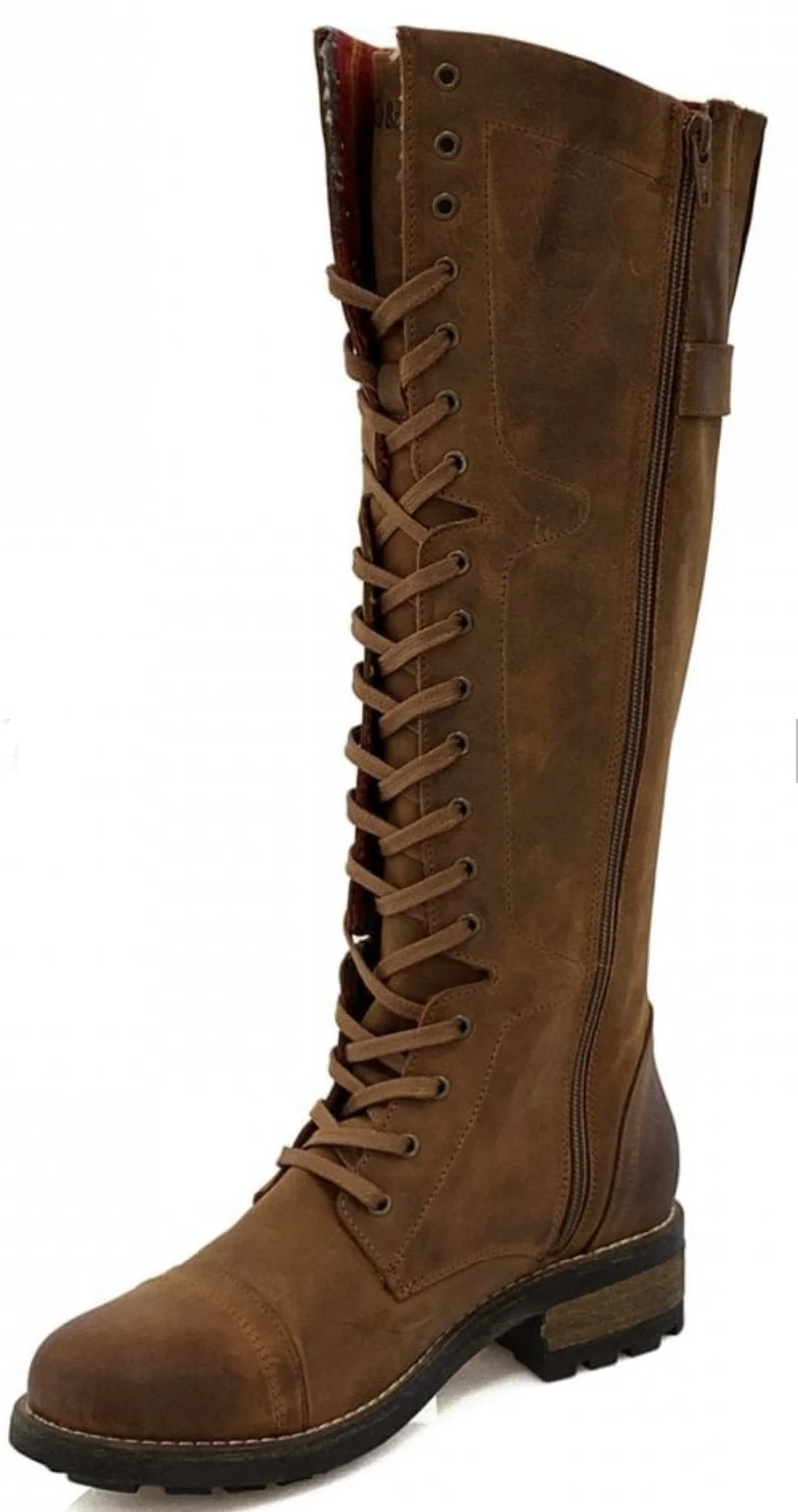 Oak & Hyde Damen-Utility-Stiefel „Cesar Bridge 18“ aus Leder – Cognac