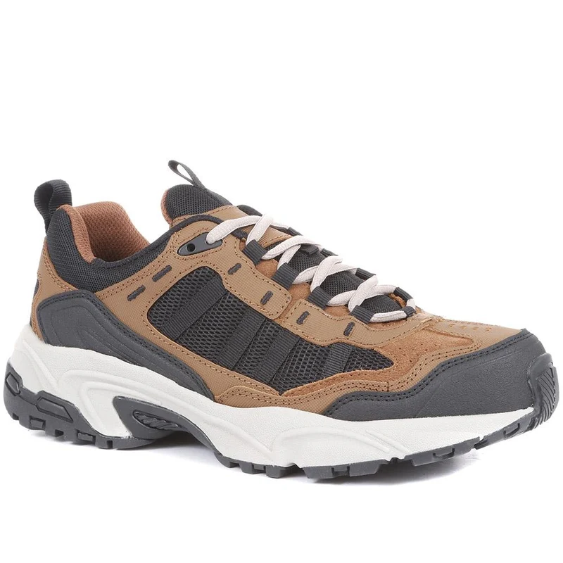 Men's Leather Lace-Up Walking Shoes - SUNT34021 / 321 289 - Brown