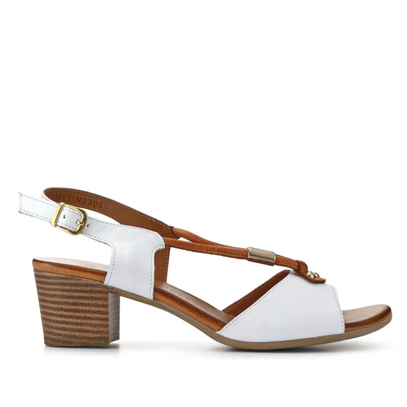 Leather Slingback Sandal - BELMETIN2305 / 307 897 - White-Tan