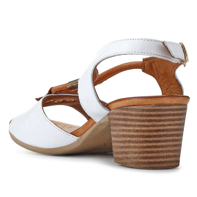 Leather Slingback Sandal - BELMETIN2305 / 307 897 - White-Tan